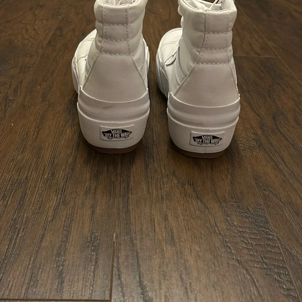 Vans Sk8-Hi Stacked Platform Sneakers Shoes True White Unisex Sawtooth Outsole - Picture 4 of 6